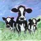 A4 ORIGINAL Watercolour & Gouache Artwork FRIESIAN Cows