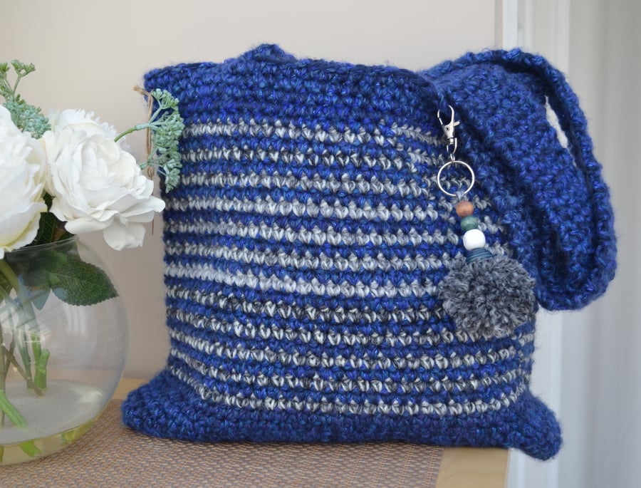 Nautical Blue and Grey Stripe Bag