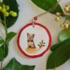 Christmas decoration yorkshire terrier dog wood slice hanging decoration