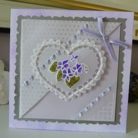 Romantic Violet Heart Card