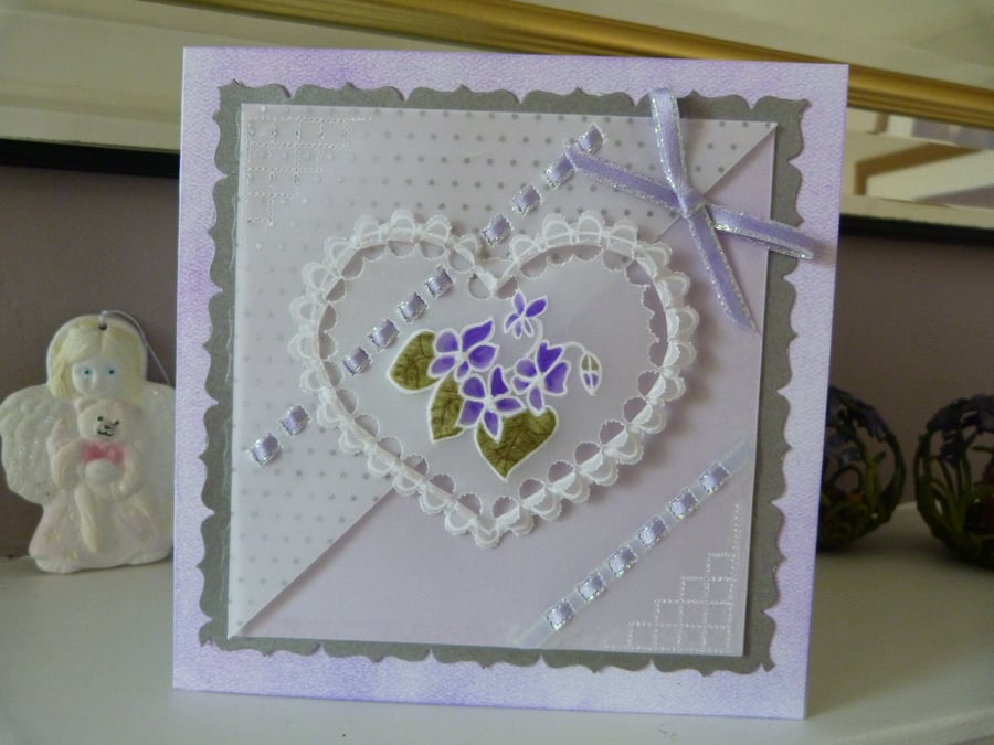 Romantic Violet Heart Card