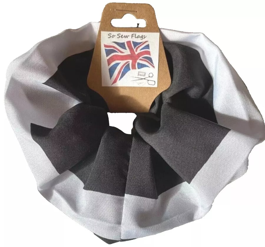 Cornwall Cornish St Piran Flag Hair Scrunchie Scrunchies Accessory Band Elastic