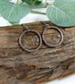 Copper Hoop Earrings - Textured Antiqued Finish with Silver Ear Wires