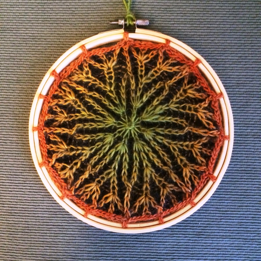 Green Orange Flower  Hanging Wall Art - 7 inch 