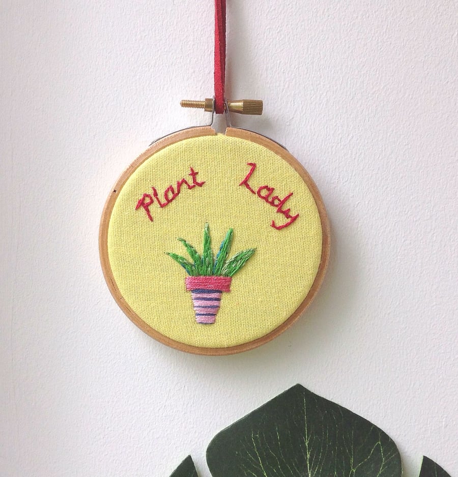 Hand Embroidery Plant Hoop 'Plant Lady'