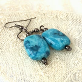 Crazy blue agate earrings