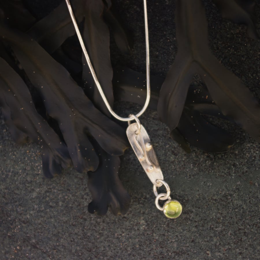 Silver and Peridot Seaweed Necklace