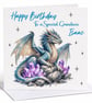 Personalised Dragon Birthday Card-Blue Fantasy Dragon Card-Any Name & Relation - Image 6