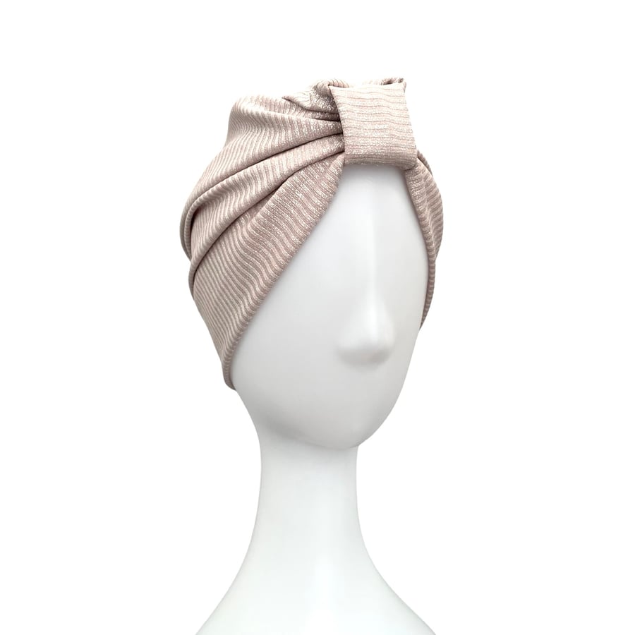 Light Turban Style Hat Women's Knot Jersey Turban Head Wrap Metallic Hat