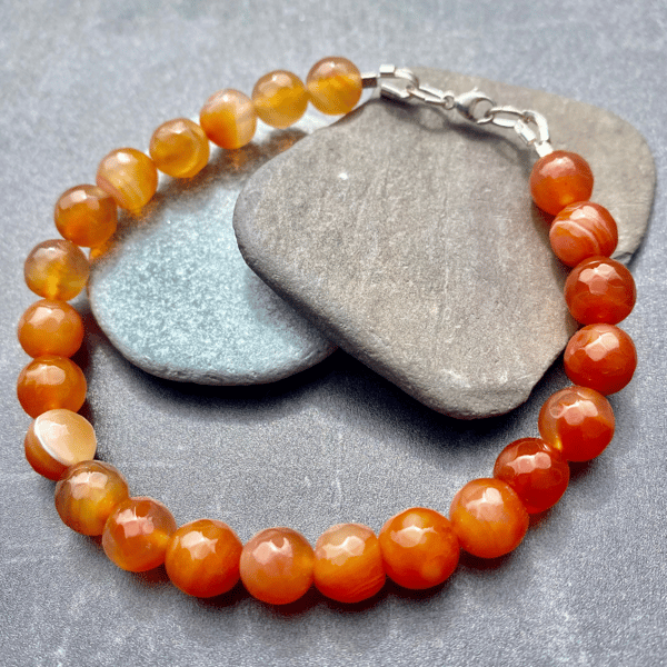 Carnelian & Sterling Silver Ombre Stacking Bracelet