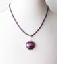 Handmade Necklace, Kumihimo Braid and Pink & Black Murano Glass Bead - Image 3
