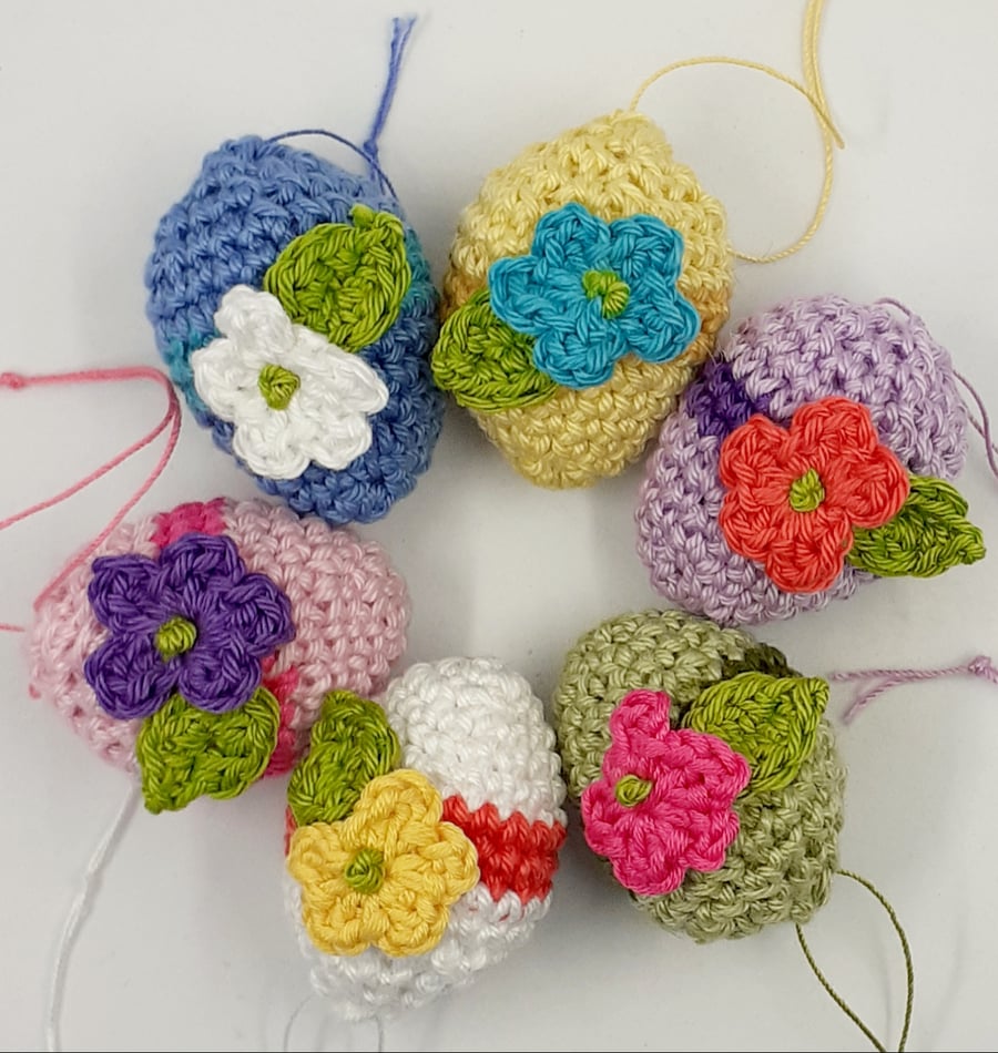 Six Crochet Egg Decorations 
