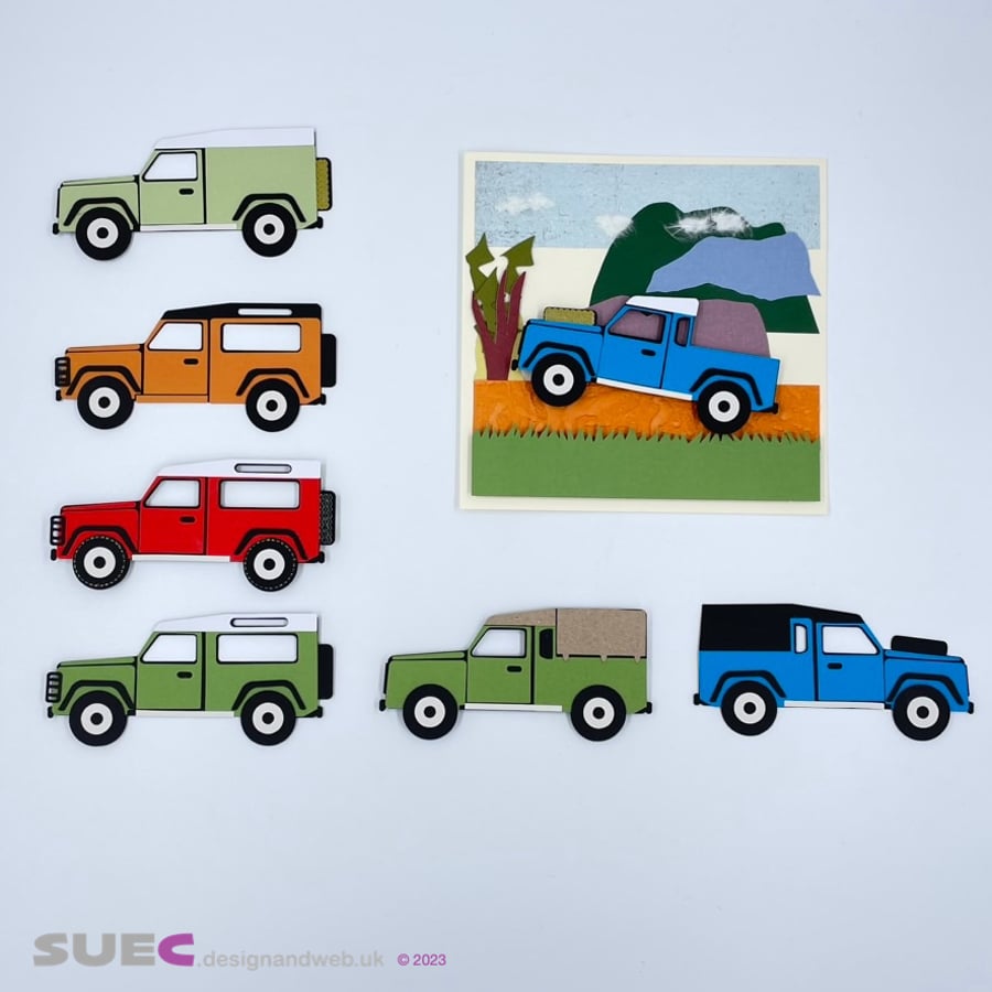 Card - Land Rover with mountains