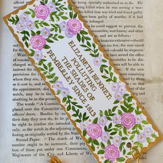 Elizabeth Bennet Polluting the Shades of Pemberley Handmade Jane Austen Bookmark