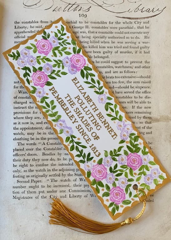 Elizabeth Bennet Polluting the Shades of Pemberley Handmade Jane Austen Bookmark
