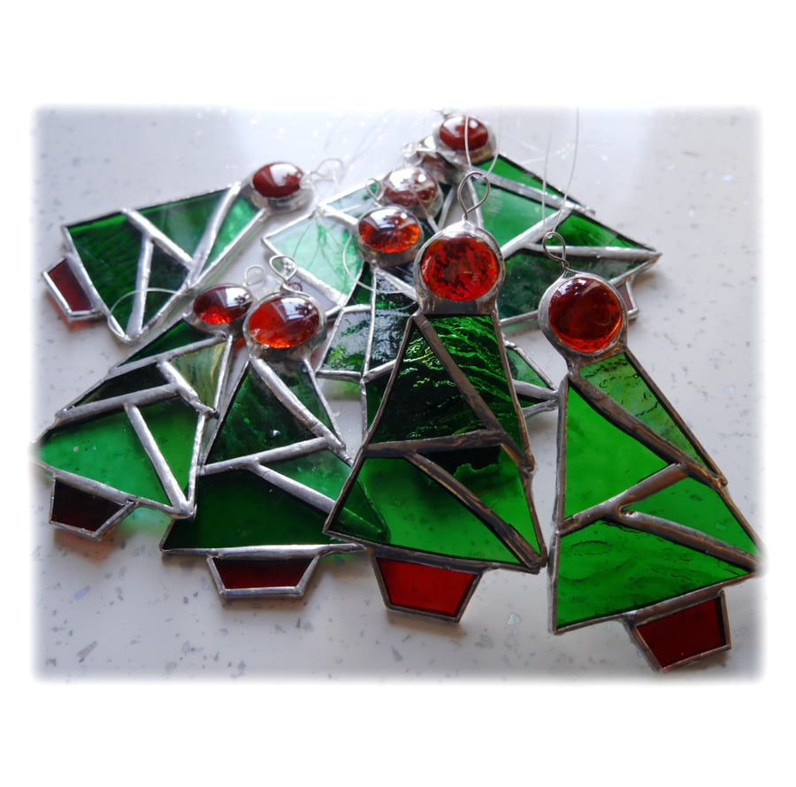 Christmas Tree Stained Glass suncatcher Xmas decoration