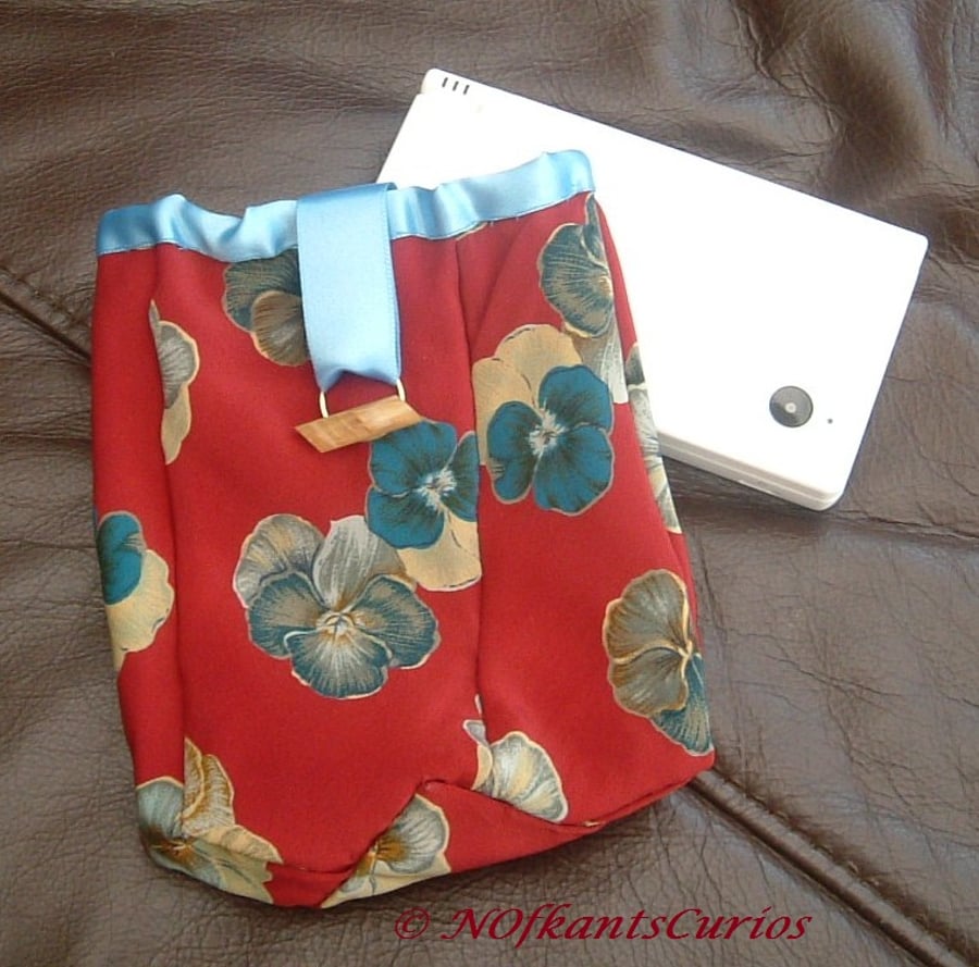 Floral Silk - Tied to my Gadget Pouch, Silk & Satin Gadget Pouch.