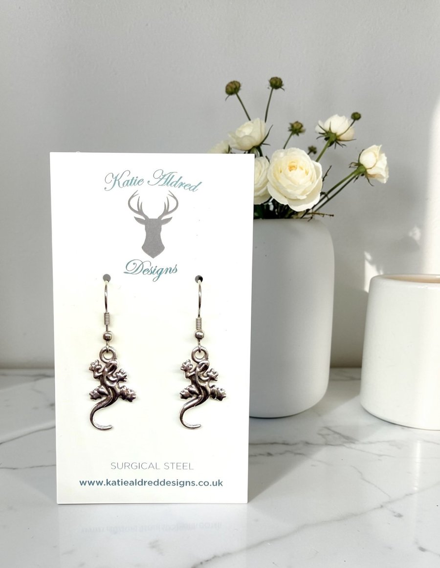 Charm Earrings - Gecko Lizard