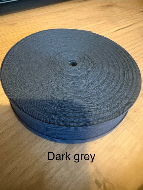 5 meters 1" (25mm) dark grey cotton bias binding 