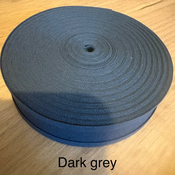 5 meters 1" (25mm) dark grey cotton bias binding 