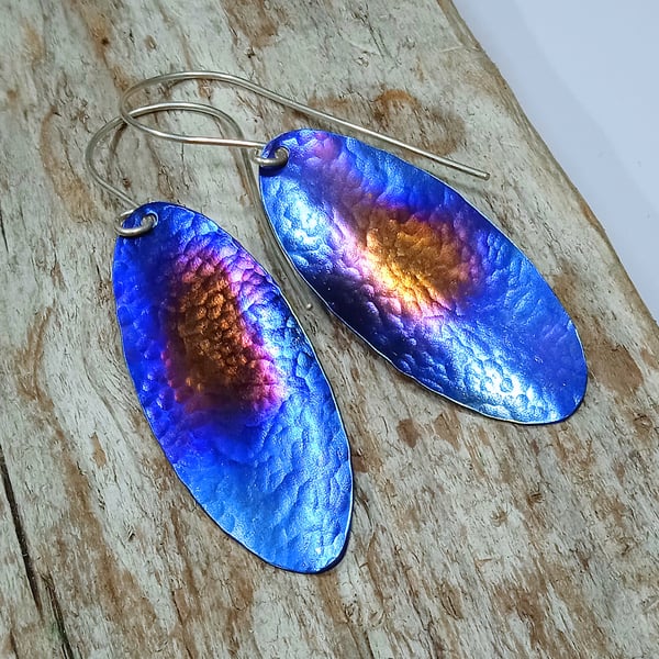  Handmade Coloured and Textured Titanium Earrings - UK Free Post