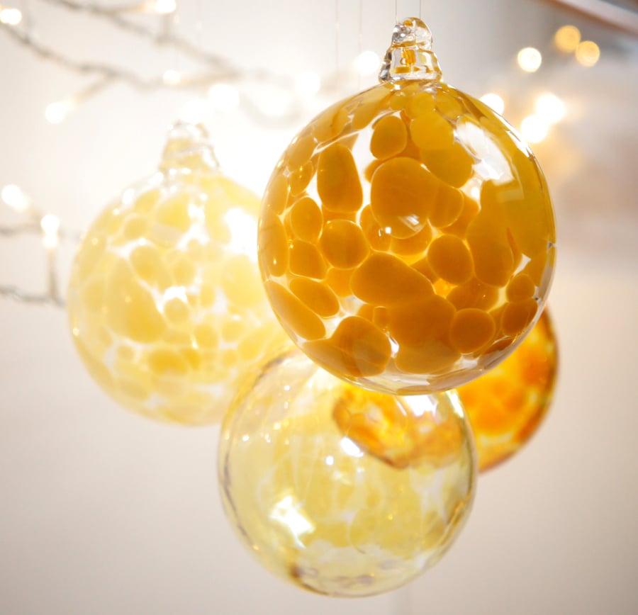 Tibetan Gold Handmade Blown Glass Christmas Bauble