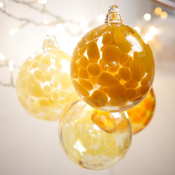 Tibetan Gold Handmade Blown Glass Christmas Bauble