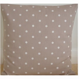 16 inch Cushion Cover Mushroom Taupe Brown And White Polka Dot Dots Spots