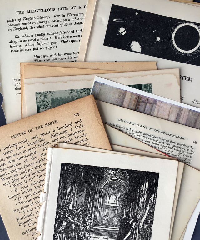 Paper Ephemera x 50, Vintage Antique Literature, Scrapbooking, Decoupage