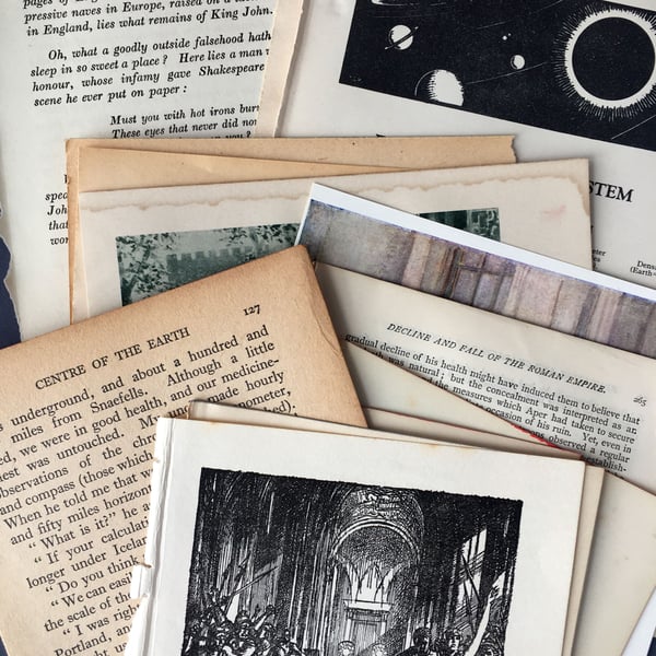 Paper Ephemera x 50, Vintage Antique Literature, Scrapbooking, Decoupage