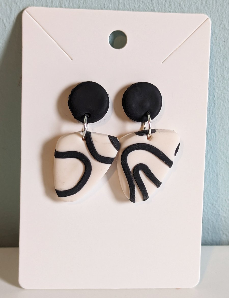 Black and White Abstract Earrings