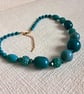 Dark Turquoise And Teal Beaded Necklace - Image 4