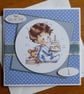 First Birthday Card - Little Boy With Cake - Image 1