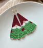 Handmade Christmas tree snow-gnome fringe earrings - Image 5