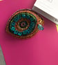 Turquoise Eye shaped recycled brooch - Image 10