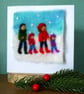 Needle felted Winter Walk christmas greetings card