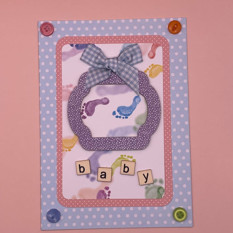 baby feet card with cute polka dot design