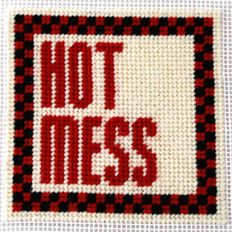 HOT MESS Modern Needlepoint Chart PDF - Retro Checkered Tapestry Pattern