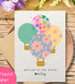 Personalised Plantable New Baby Card with Floral Hot Air Balloons, Handmade Card