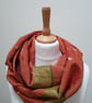 Sari silk double sided infinity scarf. Shades of burnt orange, dark red, green w - Image 8