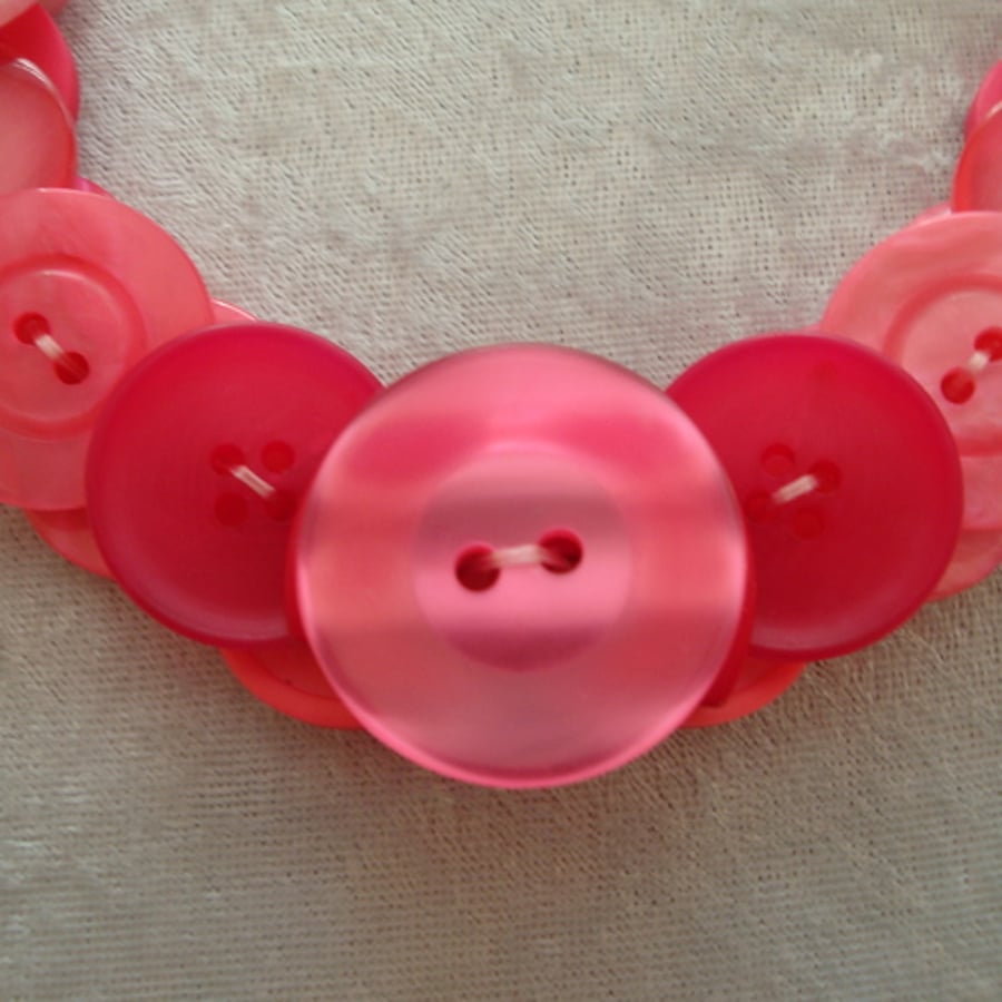 SOLD - Pink Button Necklace
