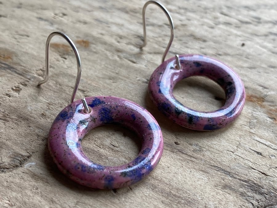 Handmade Ceramic Round Dangle earrings 