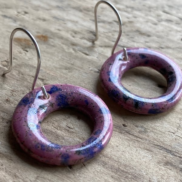 Handmade Ceramic Round Dangle earrings 