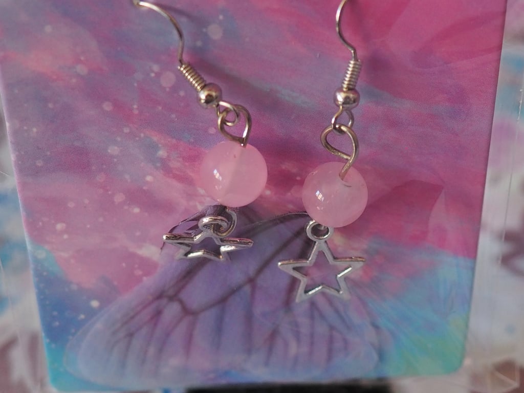 Butterfly Wing Dangle Earrings Lilac Wings with Star Charms