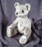 Collector's teddy bear 'Pearl' hand sewn vintage velvet, embroidery and lace.