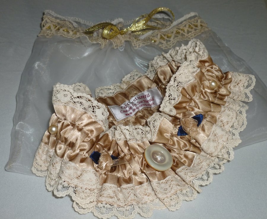 Wedding Garter - Victoriana-Taupe-Old Gold-Royal