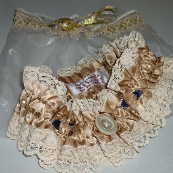 Wedding Garter - Victoriana-Taupe-Old Gold-Royal