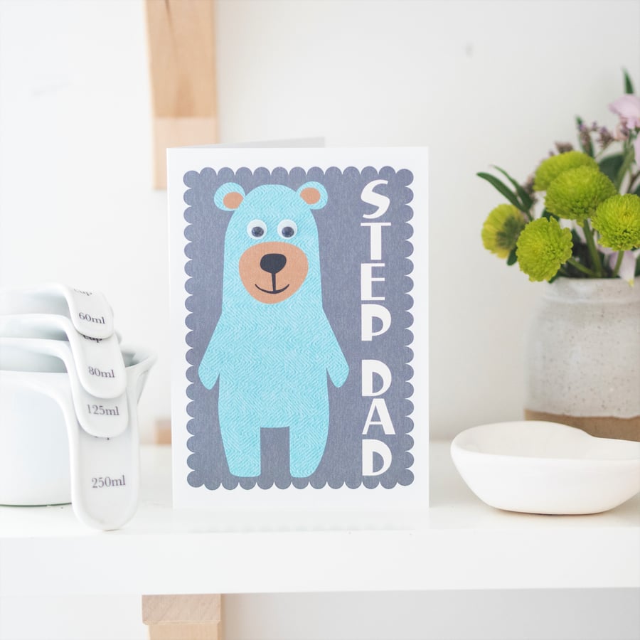 Step Dad Card - Greetings Card - Father's Day Card - Bear Card