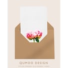 Pink Peony Greeting Card A6 Floral Art Card Blank Eco (QM 334)