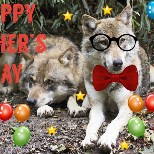 Happy Father's Day Wolf Card A5